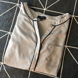 The Limited Silver grey blouse with black accents